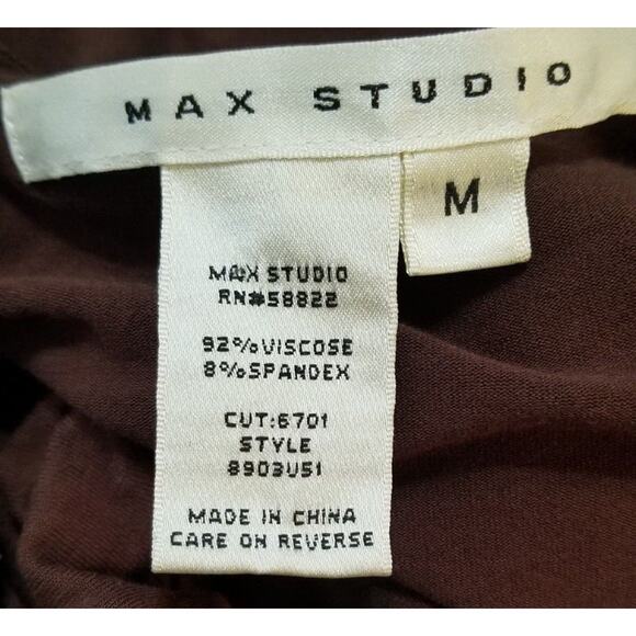 Max Studio Casual Career Brown Wrap Dress Puff Sleeves Knee Length Size M - Picture 6 of 7
